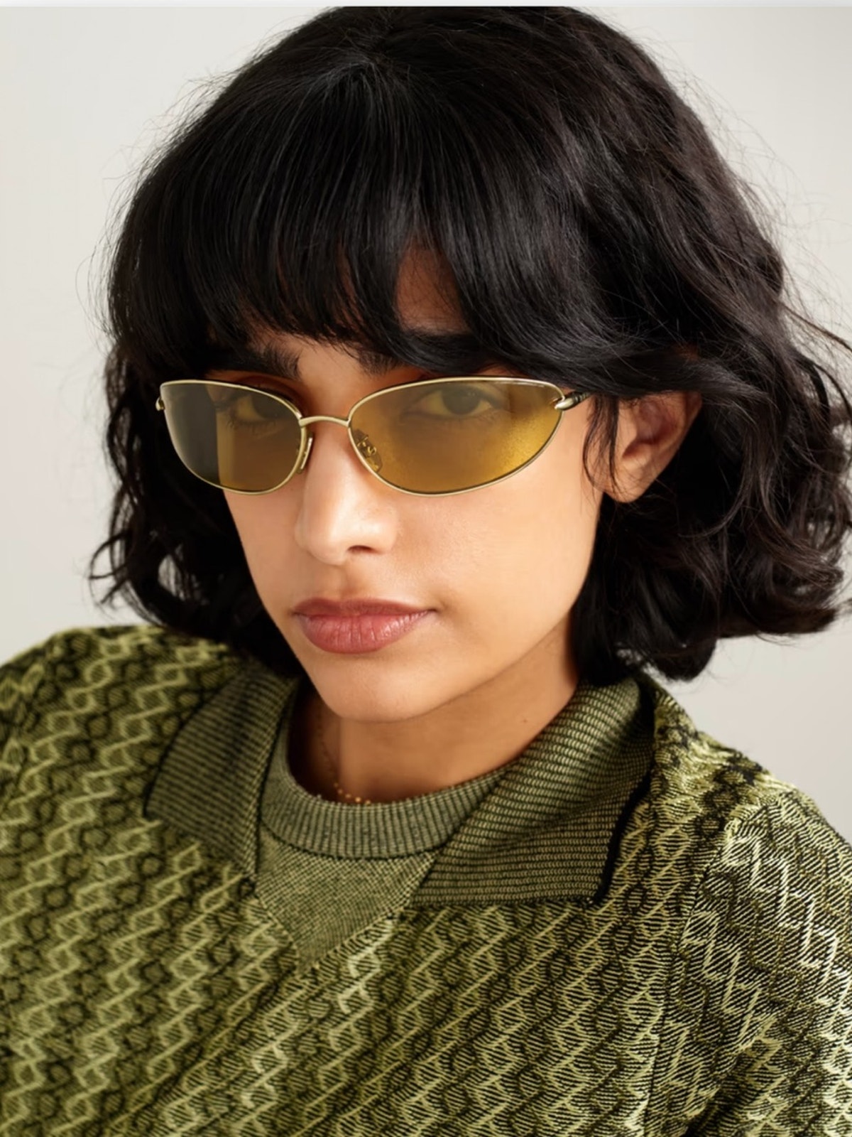 New Loewe Lw40164u 32e Gold Metal Frame Sunglasses With Amber Lenses, Authentic